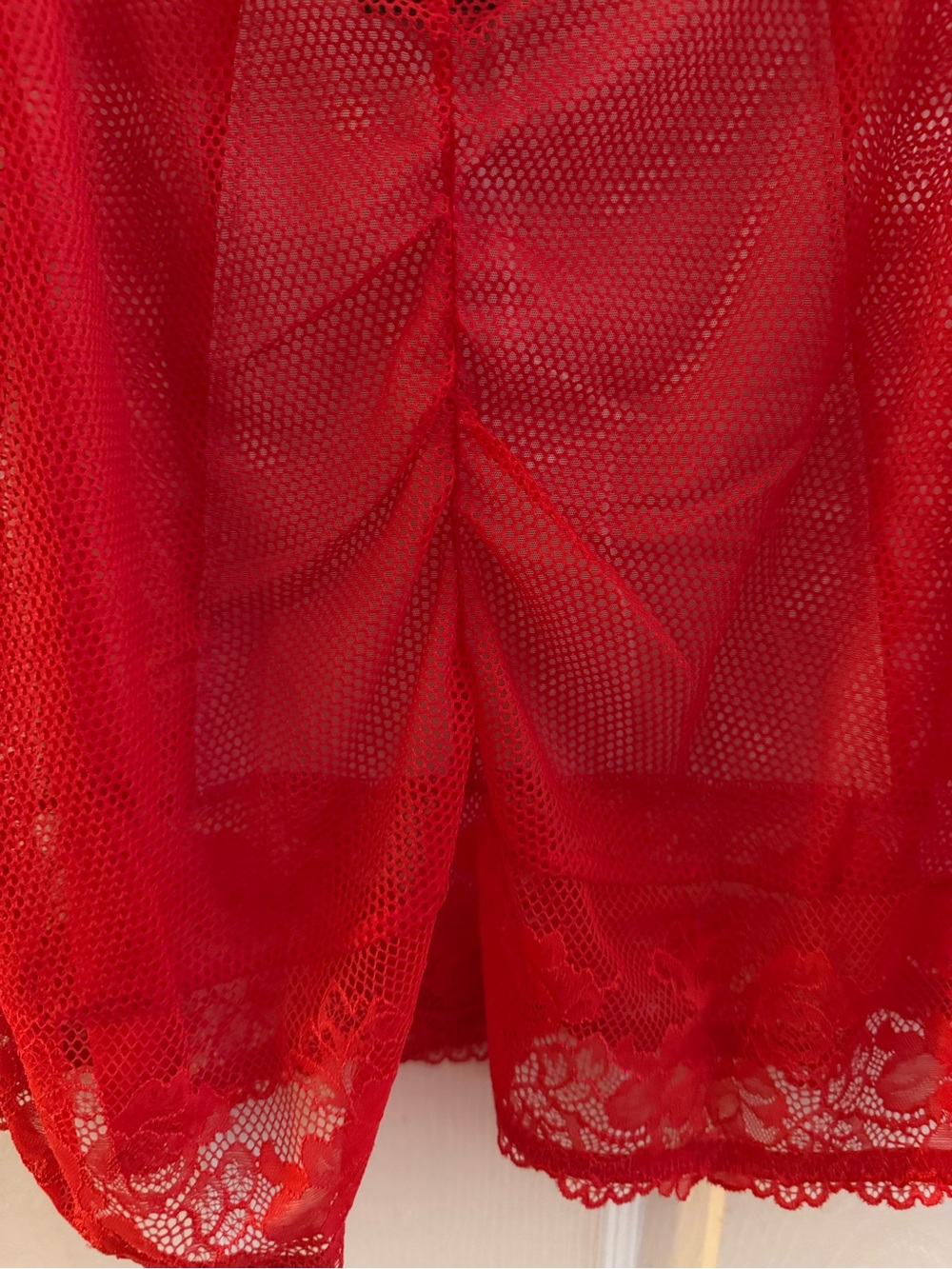 NWT torrid 3/4 red mesh/lace skirt and matching mesh/lace hipster panty set - Picture 4 of 10